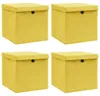 vidaXL Úložné boxy s vekom 4 ks. Žltá 32x32x32 cm Látka Náhľad obrázku produktu 6