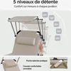Casaria Chaise longue de jardin Malta Crème 210cm Transat Voir les images du produit 4