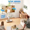 Support TV mobile avec étagère en bois, pivotant et Voir les images du produit 6