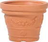 A terracotta flower pot with decorative floral patterns. Voir les images du produit