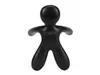 A black, stylized human-shaped car air freshener is shown against a white background. Produktbild-Vorschau