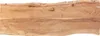 A close-up, top-down view of a wooden tabletop with a live edge. Produktbild-Vorschau