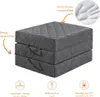 A folded mattress is shown with callouts highlighting its features. Voir les images du produit