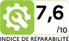 A repairability index rating with a score of 7.6 out of 10, featuring a gear and wrench icon. Voir les images du produit