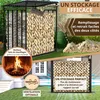 Abri à bois métallique avec toit et bâche 185x185x105cm Voir les images du produit 4