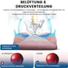 Diagram illustrating the ventilation and pressure distribution of a seat cushion, with a comparison of a traditional seat cushion to the product's zoned design. Produktbild-Vorschau