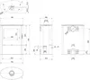 Technical drawing of a fireplace with dimensions and specifications. Produktbild-Vorschau