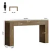 A diagram showing the dimensions of a console table, with a silhouette of a person for scale. Podgląd zdjęcia produktu