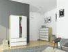 A bedroom or dressing room with a wardrobe, chest of drawers, and a chair. Produktbild-Vorschau