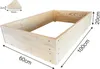 A wooden raised garden bed with dimensions indicated by measurement lines and text. Produktbild-Vorschau