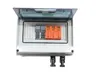 A solar junction box with internal components, shown with its lid open. Náhled obrázku produktu