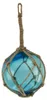 Deko Fischerkugel aus Glas meeresblau 13 cm Tauwerk Netz Produktbild-Vorschau 1