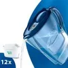 A blue water filter pitcher with a filter cartridge and text indicating '12x'. Podgląd zdjęcia produktu