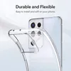 A clear phone case is shown partially covering the back of a smartphone. Produktbild-Vorschau