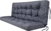A dark gray tufted cushion set for a bench or swing, shown from a slightly elevated side angle against a white background. Anteprima dell’immagine prodotto