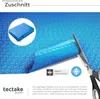 A close-up of a blue bubble wrap pool cover being cut with scissors, with a folded pool cover shown in a circular inset. Náhled obrázku produktu