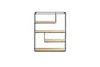 A modern, rectangular wall shelf with four wooden shelves and a black metal frame, displayed against a white background. Produktbild-Vorschau
