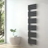 A modern bathroom with a wall-mounted toilet and a stylish anthracite towel radiator. Produktbild-Vorschau
