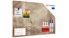 A metallic magnetic board with a wood grain pattern, featuring attached notes, photos, magnets, markers, and a sponge. Anteprima dell’immagine prodotto