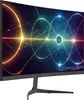 A curved computer monitor displaying a colorful abstract graphic. Produktbild-Vorschau