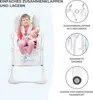 A child sitting in a high chair, with diagrams illustrating features of the high chair. Podgląd zdjęcia produktu