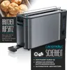 A close-up marketing image of a toaster with text overlays highlighting its features and certifications. Anteprima dell’immagine prodotto