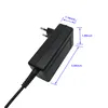 A black power adapter with dimensions indicated by blue lines and text. Podgląd zdjęcia produktu