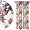 A floral patterned curtain is shown next to a close-up of the same pattern. Produktbild-Vorschau