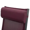 Close-up of a burgundy headrest on a gray garden chair. Produktbild-Vorschau