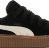 A close-up view of a black Puma Creeper Phatty shoe with a white stripe and a brown platform sole. Anteprima dell’immagine prodotto