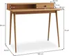 A wooden desk with dimensions indicated by measurement lines and text. Produktbild-Vorschau