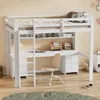 A white loft bed with a desk and shelves underneath, set up in a room. Anteprima dell’immagine prodotto