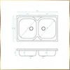 Technical drawing of a double sink with dimensions. Náhľad obrázku produktu