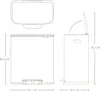 Technical drawings of a white Brabantia Bo trash can with dimensions indicated. Náhľad obrázku produktu