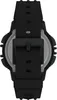 The back of a black digital watch with a black strap and buckle. Produktbild-Vorschau