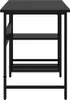 A side view of a black computer desk with shelves. Náhled obrázku produktu