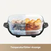 A split image showing food being cooked in a glass container. Produktbild-Vorschau