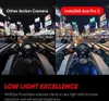Comparison of action camera footage at night, showing the difference in clarity and brightness between an 'Other Action Camera' and the 'Insta360 Ace Pro 2'. Anteprima dell’immagine prodotto
