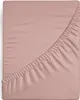 A pink fitted sheet is shown laid flat, with the elasticized edge gathered in the corner. Náhľad obrázku produktu