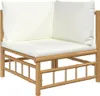 7-tlg. Garten-Lounge-Set mit Cremeweißen Kissen Bambus Produktbild-Vorschau 4