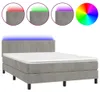 vidaXL Boxspringbett mit Matratze & LED Hellgrau 140x200 cm Produktbild-Vorschau 1