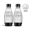 Two Sodastream bottles filled with sparkling water, with a graphic indicating they are dishwasher safe. Anteprima dell’immagine prodotto
