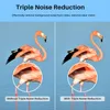 A split image showing two side-by-side comparisons of a flamingo in water, illustrating the effect of noise reduction. Produktbild-Vorschau