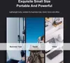 Collage of images showing different scenarios for using a portable device, with text overlays. Produktbild-Vorschau