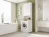 A modern bathroom with a washing machine cabinet, bathtub, and vanity. Anteprima dell’immagine prodotto
