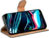 A flip case for a smartphone is shown open, displaying the phone's screen. Produktbild-Vorschau