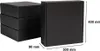 A stack of black boxes and one box shown separately with dimensions indicated. Náhled obrázku produktu