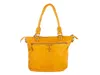 A yellow tote bag with handles and a zipper is shown against a white background. Produktbild-Vorschau
