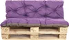 A purple and gray cushion set on a wooden pallet. Produktbild-Vorschau