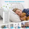 A child sleeping peacefully next to a white dehumidifier, with promotional text and comparison images at the bottom. Produktbild-Vorschau